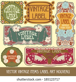 vector vintage items: label Art Nouveau