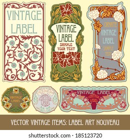 vector vintage items: label Art Nouveau