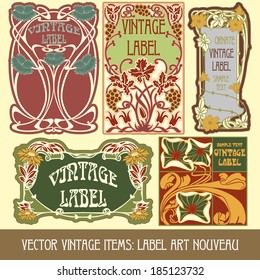 vector vintage items: label Art Nouveau