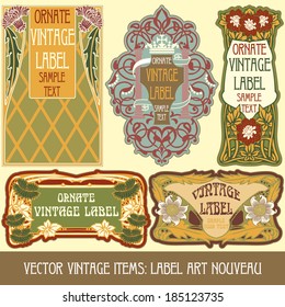 vector vintage items: label Art Nouveau