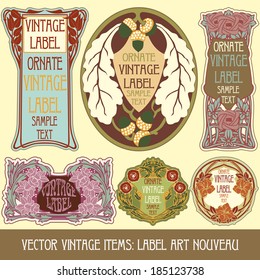 vector vintage items: label Art Nouveau