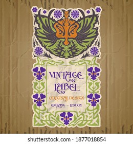 vector vintage items: label Art Nouveau