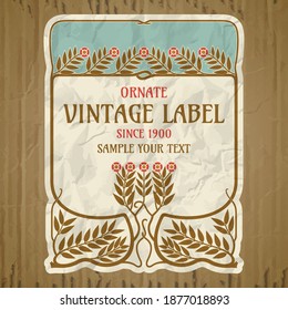 vector vintage items: label Art Nouveau