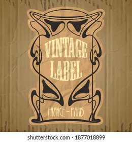 vector vintage items: label Art Nouveau