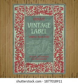 vector vintage items: label Art Nouveau