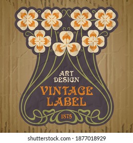 vector vintage items: label Art Nouveau