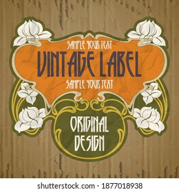 vector vintage items: label Art Nouveau