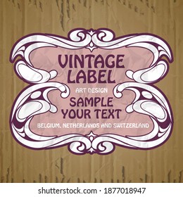 vector vintage items: label Art Nouveau