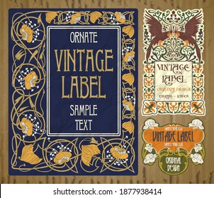 vector vintage items: label Art Nouveau