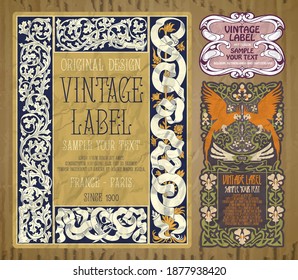 vector vintage items: label Art Nouveau