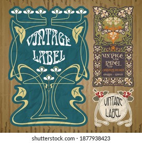 vector vintage items: label Art Nouveau