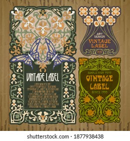 vector vintage items: label Art Nouveau