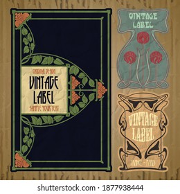 vector vintage items: label Art Nouveau