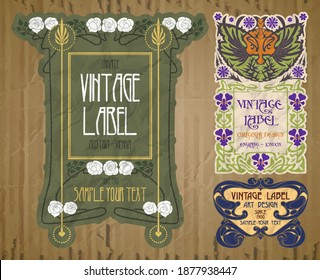 vector vintage items: label Art Nouveau