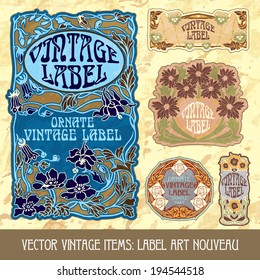 vector vintage items: label Art Nouveau