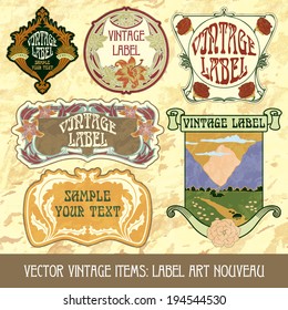 vector vintage items: label Art Nouveau