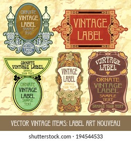 Vector Vintage Items Label Art Nouveau Stock Vector (Royalty Free ...