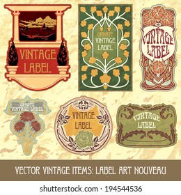 vector vintage items: label Art Nouveau