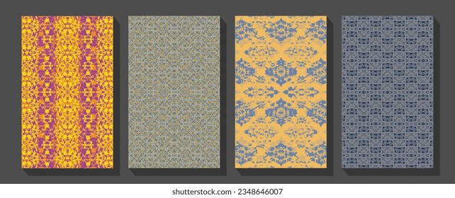 vector vintage items: label Art Nouveau Colorful kaleidoscopic pattern for textile, ceramic tiles, wallpapers and design