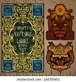 vector vintage items: label art nouveau