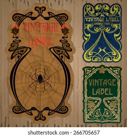 vector vintage items: label art nouveau