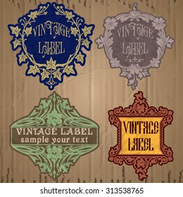 vector vintage items: label art nouveau