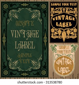 vector vintage items: label art nouveau