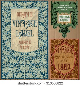 vector vintage items: label art nouveau