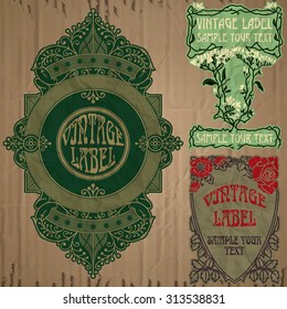 vector vintage items: label art nouveau