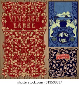 vector vintage items: label art nouveau