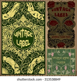 vector vintage items: label art nouveau