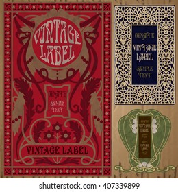 vector vintage items: label art nouveau