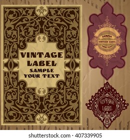 vector vintage items: label art nouveau