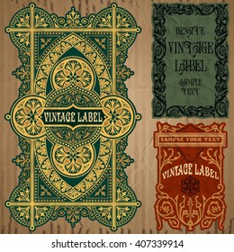 vector vintage items: label art nouveau