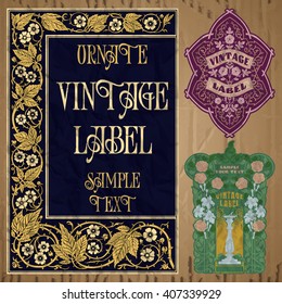 vector vintage items: label art nouveau