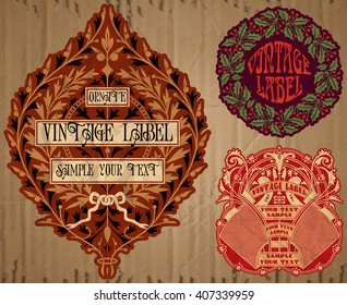 vector vintage items: label art nouveau