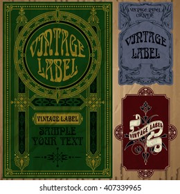 vector vintage items: label art nouveau