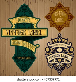 vector vintage items: label art nouveau