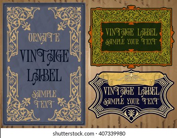 vector vintage items: label art nouveau