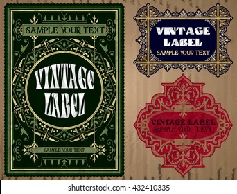 vector vintage items: label art nouveau