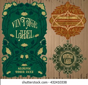 vector vintage items: label art nouveau