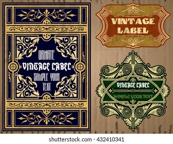 vector vintage items: label art nouveau