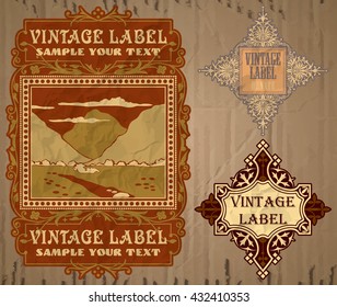vector vintage items: label art nouveau