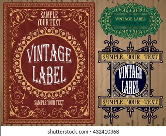 vector vintage items: label art nouveau