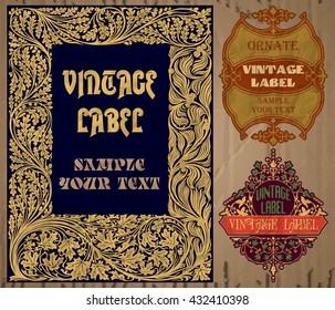 vector vintage items: label art nouveau