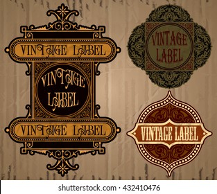 vector vintage items: label art nouveau