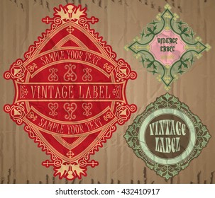 vector vintage items: label art nouveau