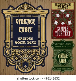 Vector vintage items: label art nouveau