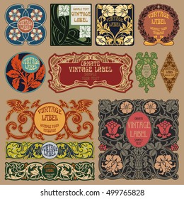 vector vintage items: label Art Nouveau