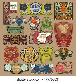 vector vintage items: label Art Nouveau